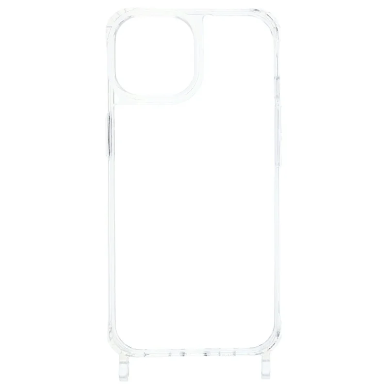 For iPhone 13 mini Case PC+TPU 1.5mm Clear Phone Cover with Lanyard Holes - Transparent
