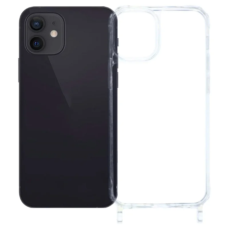 For iPhone 11 Case PC+TPU 1.5mm Clear Phone Cover with Lanyard Holes - Transparent