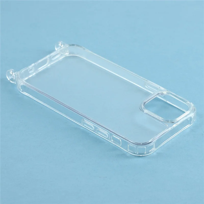 For iPhone 11 Case PC+TPU 1.5mm Clear Phone Cover with Lanyard Holes - Transparent