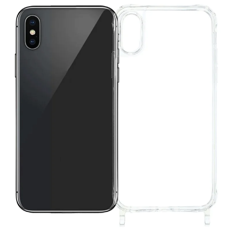 For iPhone XS Max 6.5 inch Case PC+TPU 1.5mm Clear Phone Cover with Lanyard Holes - Transparent
