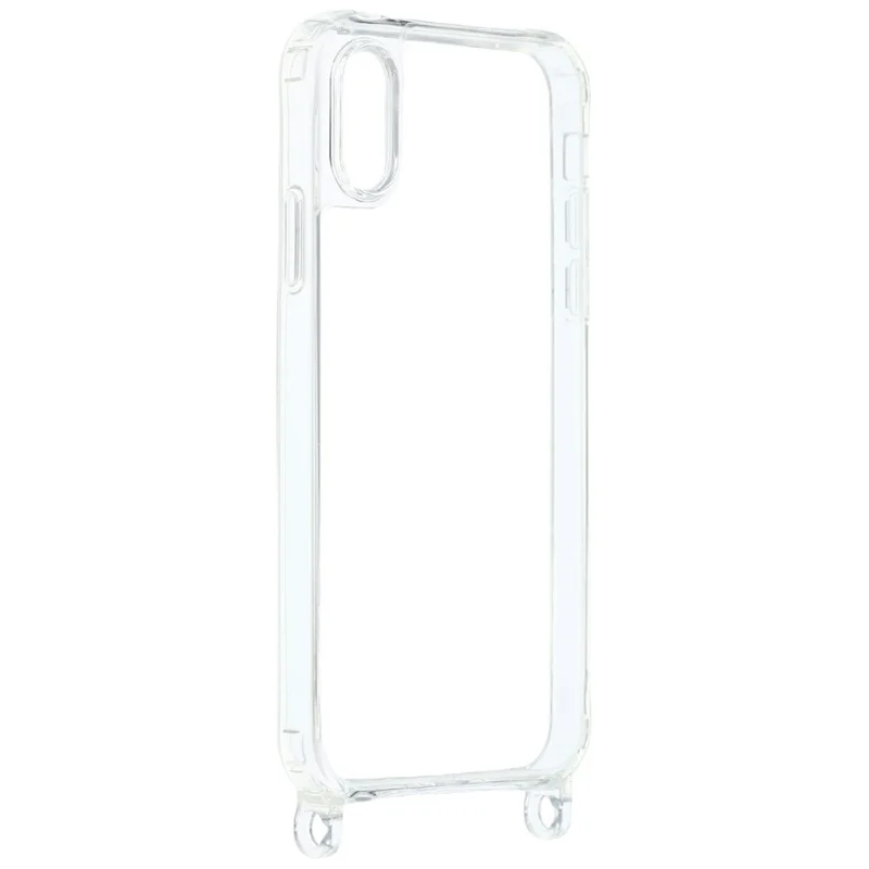 For iPhone XS Max 6.5 inch Case PC+TPU 1.5mm Clear Phone Cover with Lanyard Holes - Transparent