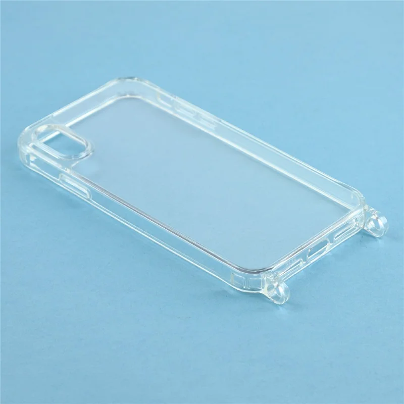 For iPhone XS Max 6.5 inch Case PC+TPU 1.5mm Clear Phone Cover with Lanyard Holes - Transparent