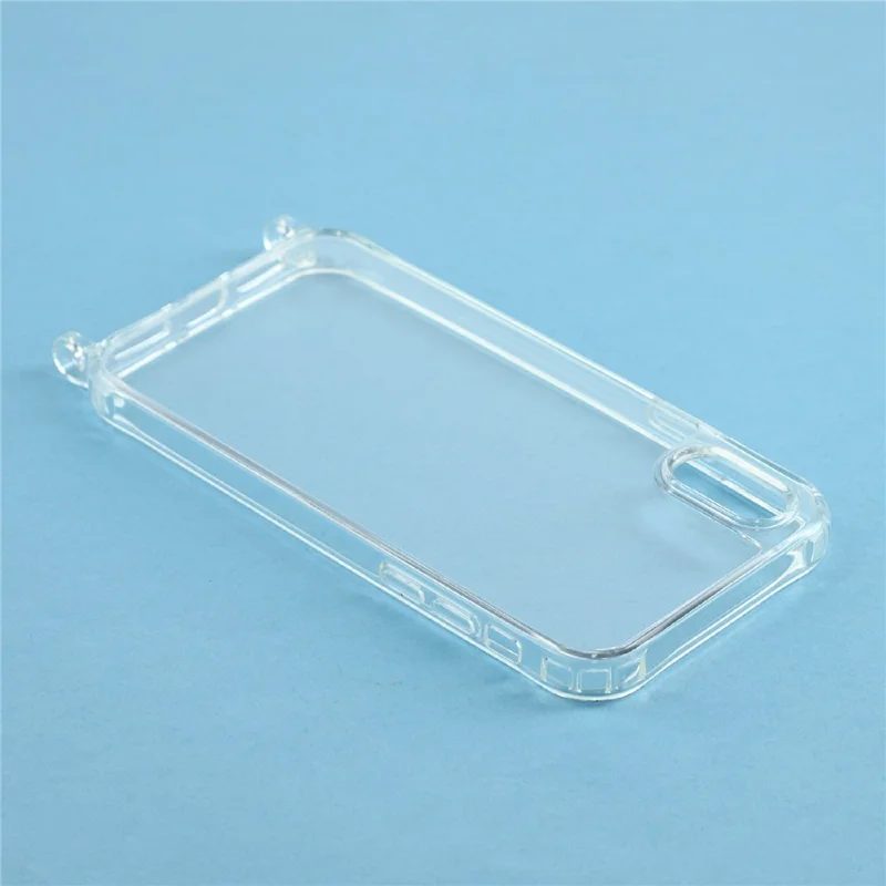 For iPhone XS Max 6.5 inch Case PC+TPU 1.5mm Clear Phone Cover with Lanyard Holes - Transparent