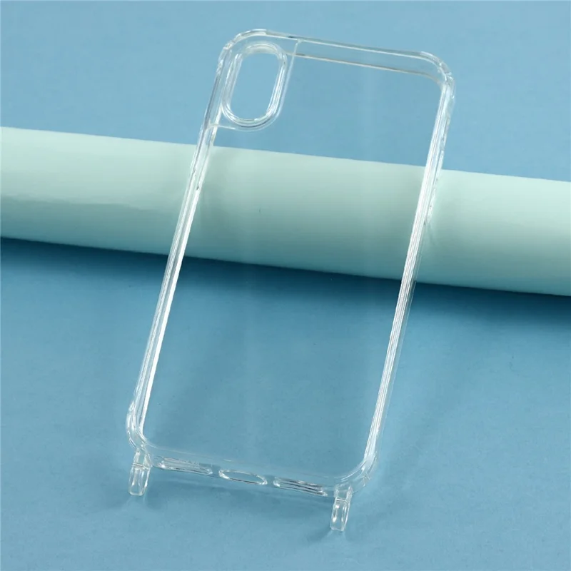 For iPhone XS Max 6.5 inch Case PC+TPU 1.5mm Clear Phone Cover with Lanyard Holes - Transparent