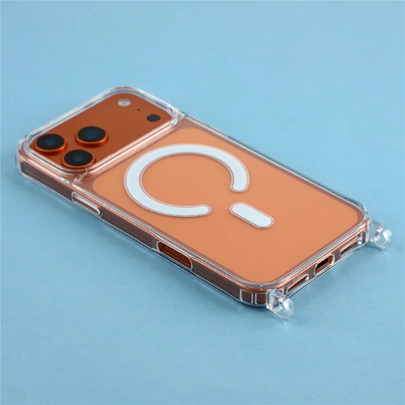 Für iPhone 17 Pro Max Hülle kompatibel mit MagSafe TPU+PC 1,5 mm Klare Handyhülle mit Lanyard-Ösen - Transparent