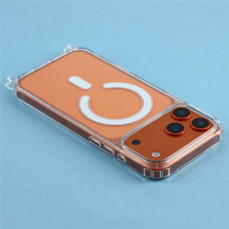 Für iPhone 17 Pro Max Hülle kompatibel mit MagSafe TPU+PC 1,5 mm Klare Handyhülle mit Lanyard-Ösen - Transparent