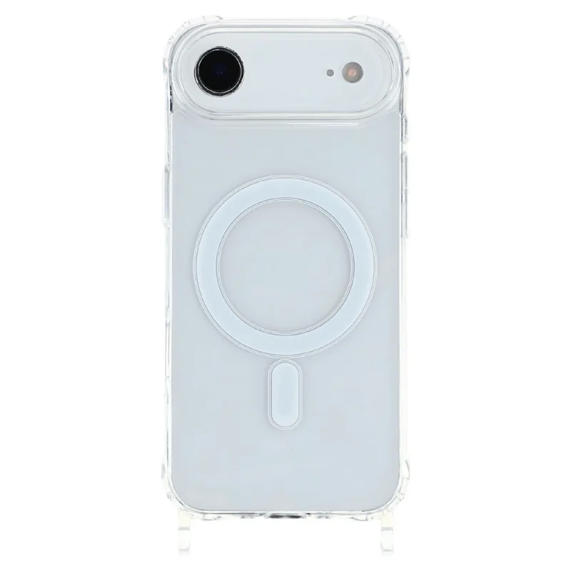 Coque pour iPhone Air compatible MagSafe en TPU+PC 1,5 mm, housse transparente avec trous pour lanière - Transparent