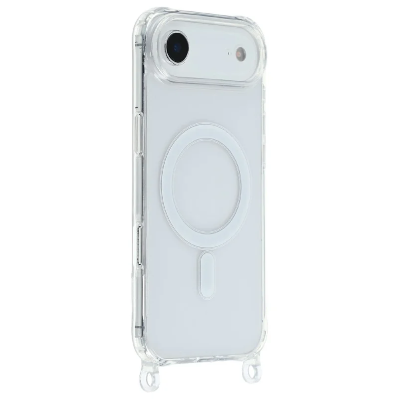 Coque pour iPhone Air compatible MagSafe en TPU+PC 1,5 mm, housse transparente avec trous pour lanière - Transparent