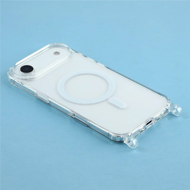 Coque pour iPhone Air compatible MagSafe en TPU+PC 1,5 mm, housse transparente avec trous pour lanière - Transparent