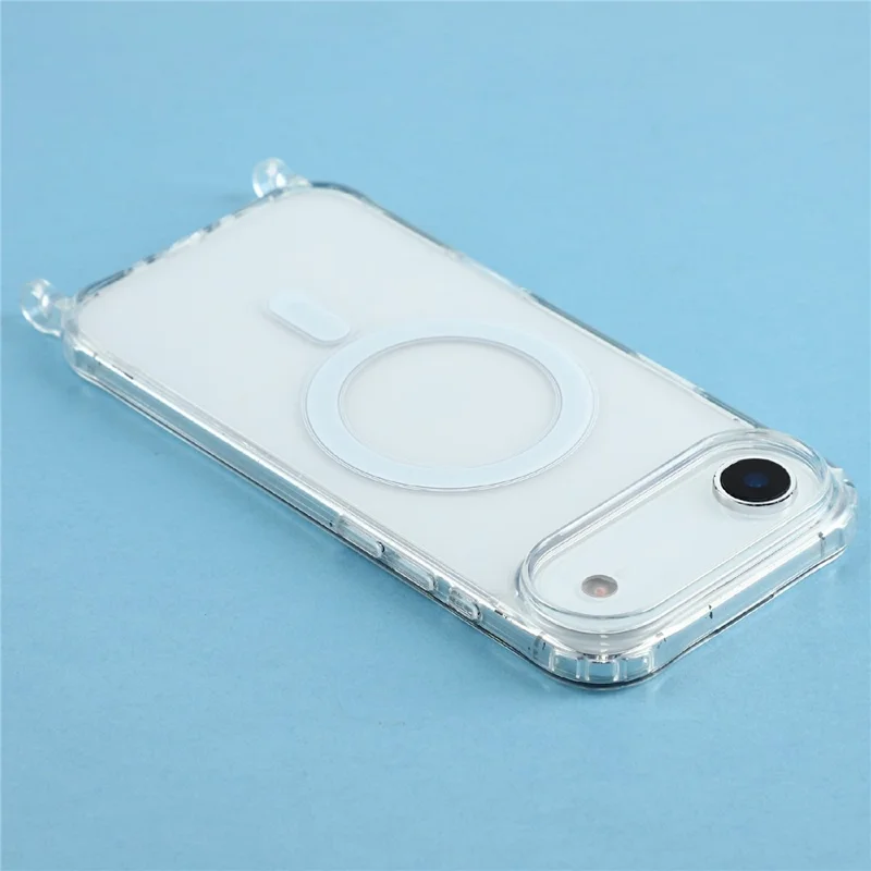 Coque pour iPhone Air compatible MagSafe en TPU+PC 1,5 mm, housse transparente avec trous pour lanière - Transparent