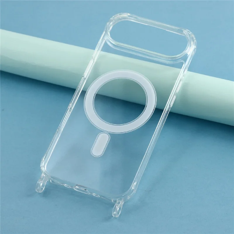 Coque pour iPhone Air compatible MagSafe en TPU+PC 1,5 mm, housse transparente avec trous pour lanière - Transparent