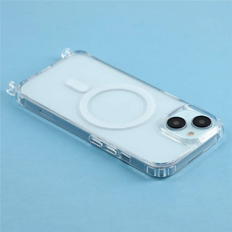 Transparante Hoesje voor iPhone 13 Compatibel met MagSafe TPU+PC 1,5 mm Duidelijke Telefoonhoes met Lanyardgaten - Transparant