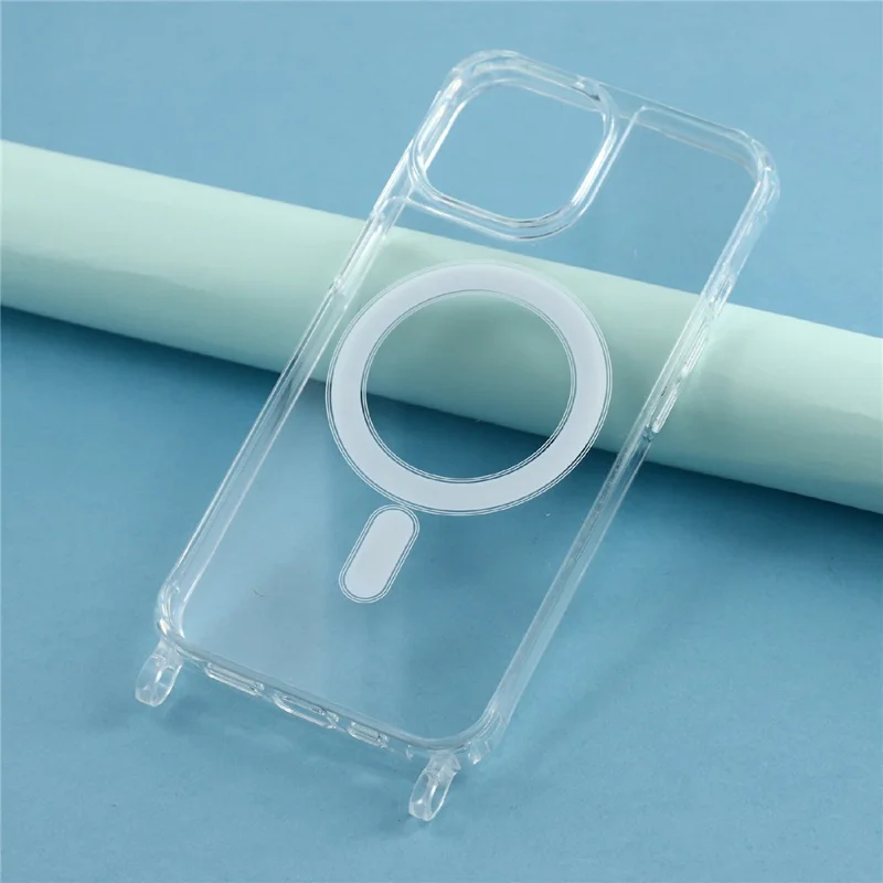Transparante Hoesje voor iPhone 13 Compatibel met MagSafe TPU+PC 1,5 mm Duidelijke Telefoonhoes met Lanyardgaten - Transparant