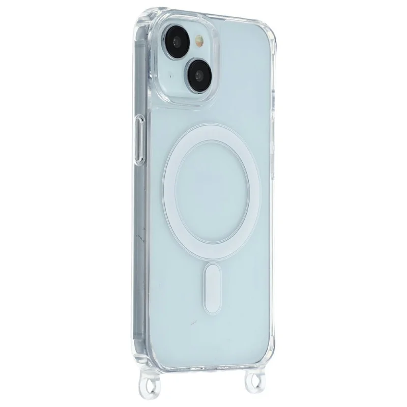 For iPhone 13 mini Case Compatible with MagSafe TPU+PC 1.5mm Clear Phone Cover with Lanyard Holes - Transparent