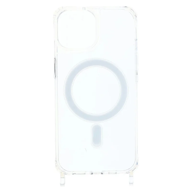 For iPhone 13 mini Case Compatible with MagSafe TPU+PC 1.5mm Clear Phone Cover with Lanyard Holes - Transparent