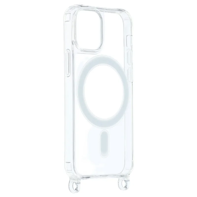 For iPhone 12 mini Case Compatible with MagSafe TPU+PC 1.5mm Clear Phone Cover with Lanyard Holes - Transparent