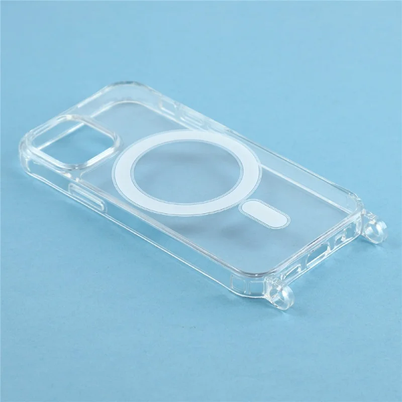 For iPhone 12 mini Case Compatible with MagSafe TPU+PC 1.5mm Clear Phone Cover with Lanyard Holes - Transparent