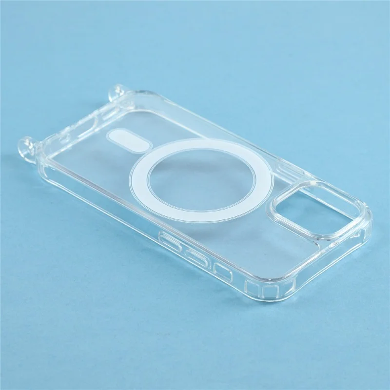 For iPhone 12 mini Case Compatible with MagSafe TPU+PC 1.5mm Clear Phone Cover with Lanyard Holes - Transparent