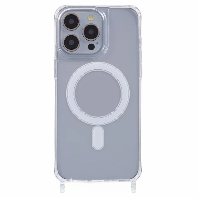 Voor iPhone 11 Pro Max hoesje compatibel met MagSafe TPU+PC 1,5 mm transparant hoesje met lanyardgaten