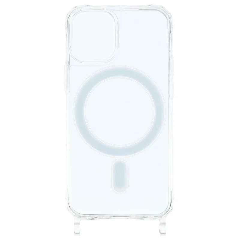 For iPhone 11 Magnetic Case TPU+PC 1.5mm Clear Phone Cover with Lanyard Holes - Transparent