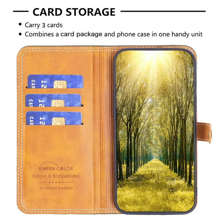 Binfen Farbe BF Leder Serie-8 Für Samsung Galaxy A34 5G PU Leather Stand Card Slots Case Style 12 Doppelstich-linien Farbe Spleißspiegel Flip Phone Cover - Grün