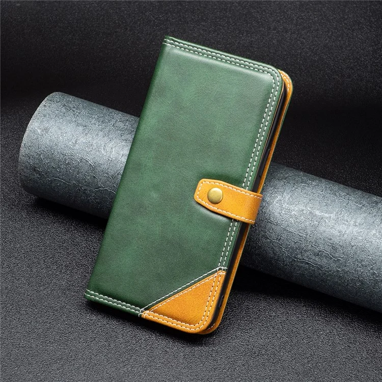 Binfen Farbe BF Leder Serie-8 Für Samsung Galaxy A34 5G PU Leather Stand Card Slots Case Style 12 Doppelstich-linien Farbe Spleißspiegel Flip Phone Cover - Grün