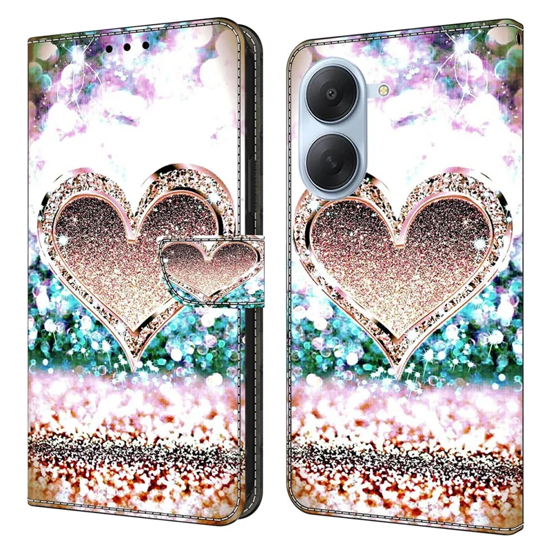 For Xiaomi Redmi A7 4G Wallet Case 3D Pattern PU Leather Phone Cover with Stand - Pink Diamond Heart