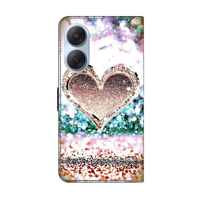 For Xiaomi Redmi A7 4G Wallet Case 3D Pattern PU Leather Phone Cover with Stand - Pink Diamond Heart