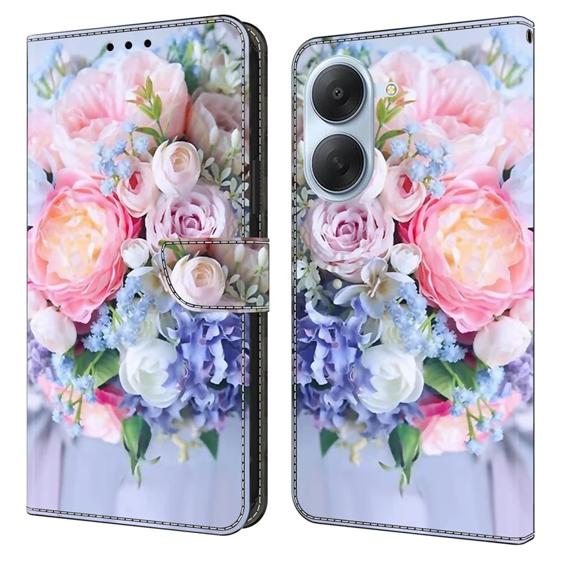 Wallet Case For Xiaomi Redmi A7 4G Magnetic Clasp 3D Pattern Leather Phone Cover - Colorful Flower
