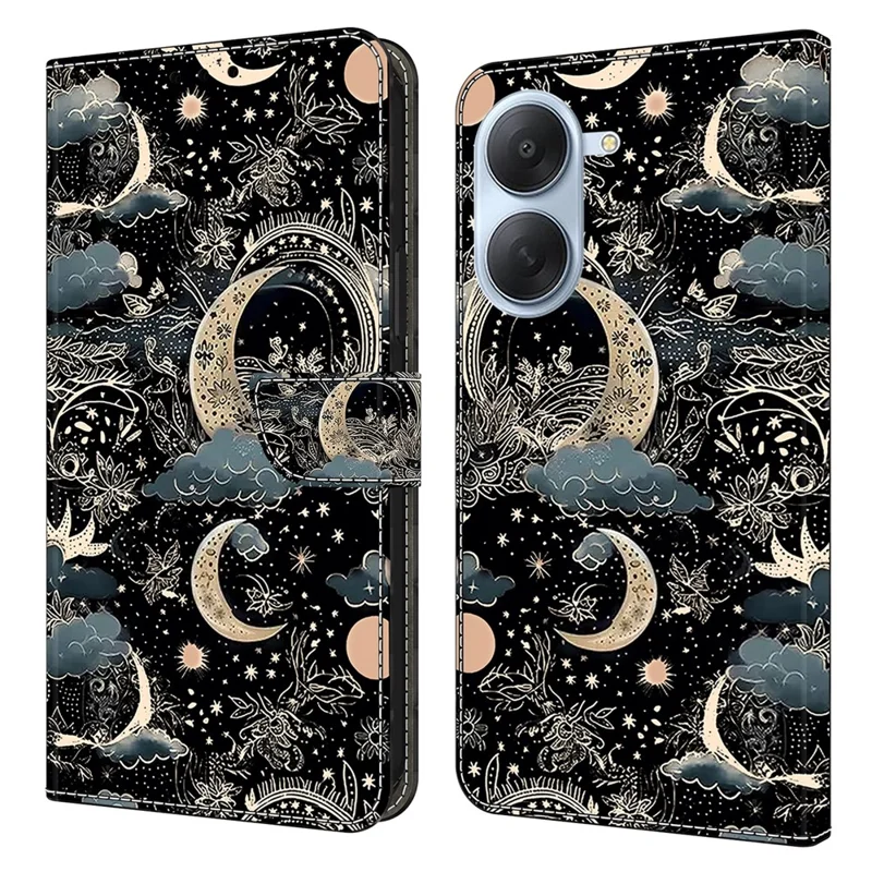 Wallet Case For Xiaomi Redmi A7 4G PU Leather Phone Cover with Stand - Moon