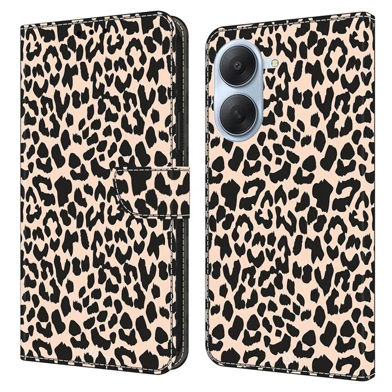 Phone Case For Xiaomi Redmi A7 4G Pattern Printed TPU + PU Leather Flip Cover with Card Slot - Leopard Print