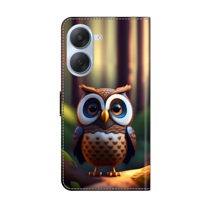 For Xiaomi Redmi A7 4G Leather Case Pattern Printing Stand Flip Phone Cover - Brown Little Owl