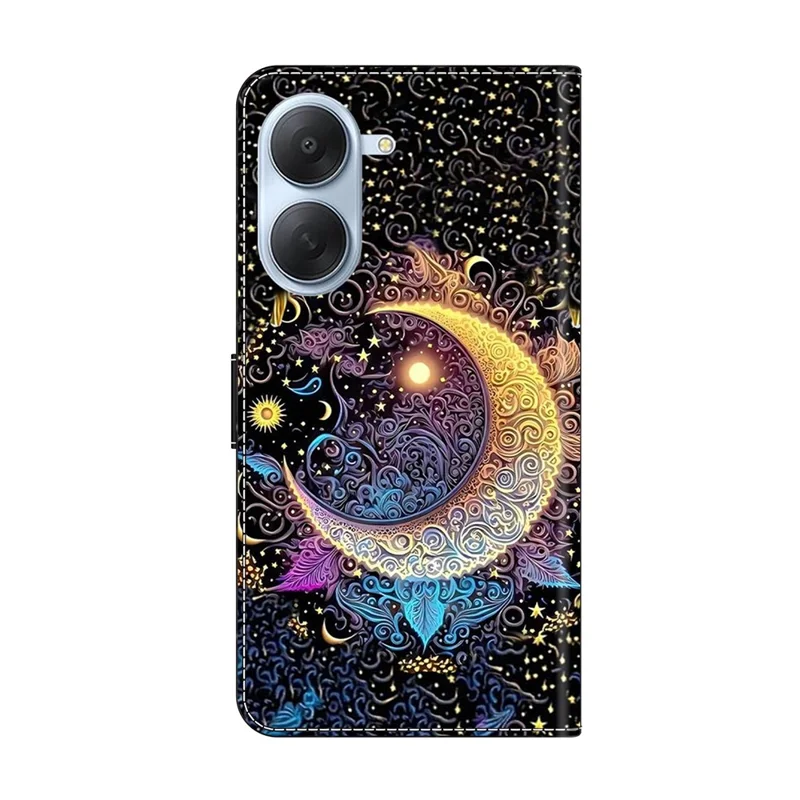 Wallet Case For Xiaomi Redmi A7 4G Stand Pattern Printing PU Leather Flip Phone Cover - Bright Moon