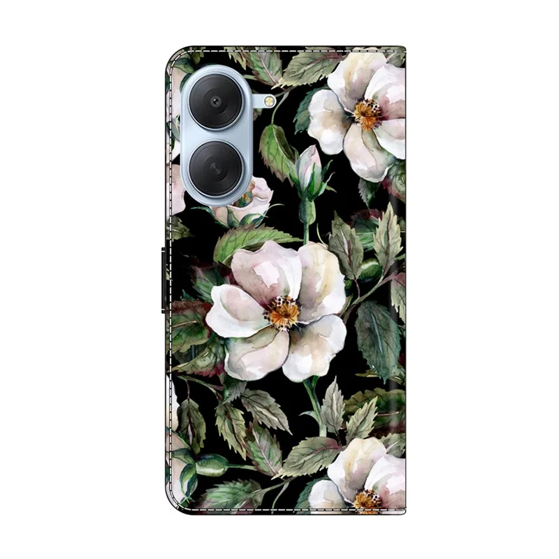 Wallet Case For Xiaomi Redmi A7 4G Foldable Stand Pattern Printing PU Leather Flip Phone Cover - Large Flower