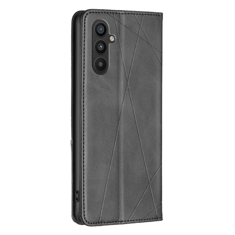 BF Imprinting Pattern Series-1 для Samsung Galaxy A34 5G Магнитный автоматически впитывающий кожаный чехол ПУ Imprinted ромбовидный слот для карт Стенд Flip Phone Cover - Черный