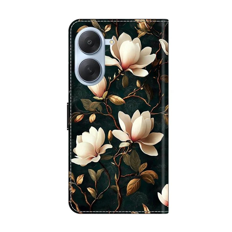 For Xiaomi Redmi A7 4G Wallet Stand Case Pattern Printing Leather Phone Cover - White Magnolia