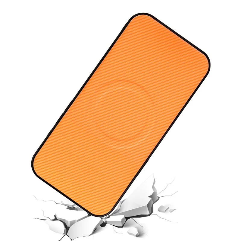 For Oppo Reno16 F 5G  /  Reno16 FS 5G Case Carbon Fiber Texture Leather Coated TPU PC Phone Cover with Metal Ring for Magnetic Car Mount - Orange