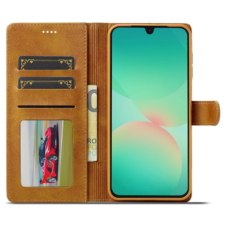 LC.IMEEKE for Samsung Galaxy A18 4G Case Wallet Calf Texture Leather Phone Cover - Yellow