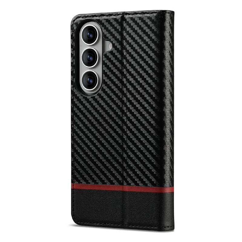 LC.IMEEKE Wallet Case for Samsung Galaxy A18 4G Carbon Fiber Texture Leather Phone Cover - Horizontal Stripe