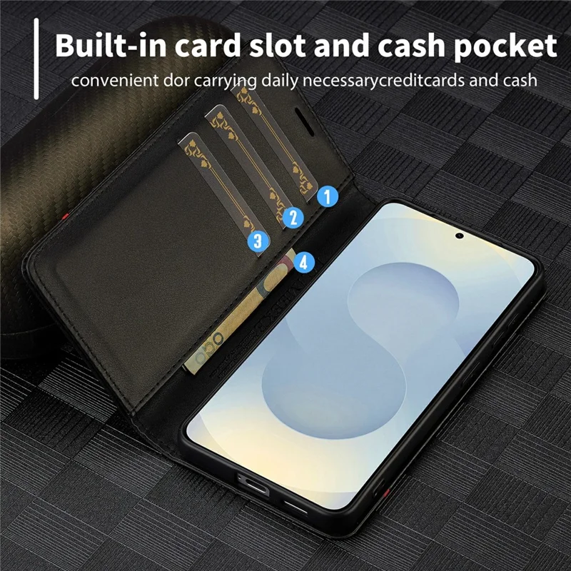 LC.IMEEKE Wallet Case for Samsung Galaxy A18 4G Carbon Fiber Texture Leather Phone Cover - Horizontal Stripe