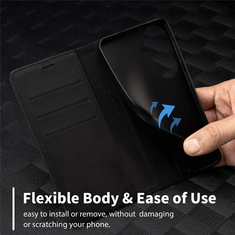 LC.IMEEKE Wallet Case for Samsung Galaxy A18 4G Carbon Fiber Texture Leather Phone Cover - Horizontal Stripe