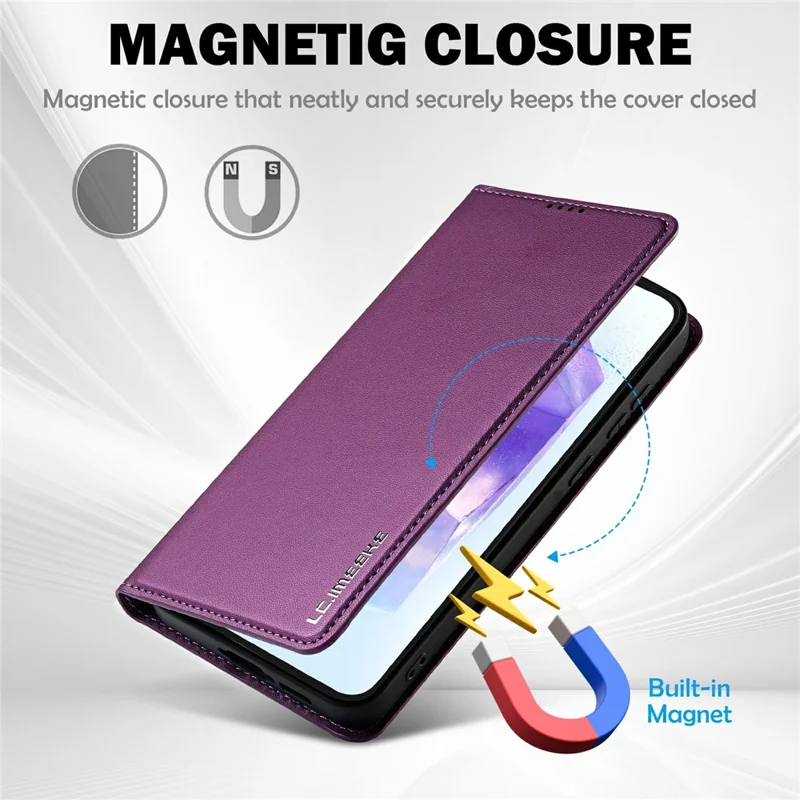 LC.IMEEKE L1 Series for Samsung Galaxy A18 4G Case PU Leather Wallet Stand Protective Phone Cover - Purple