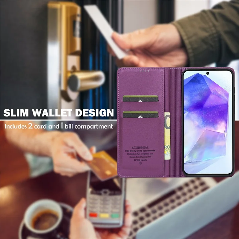 LC.IMEEKE L1 Series for Samsung Galaxy A18 4G Case PU Leather Wallet Stand Protective Phone Cover - Purple
