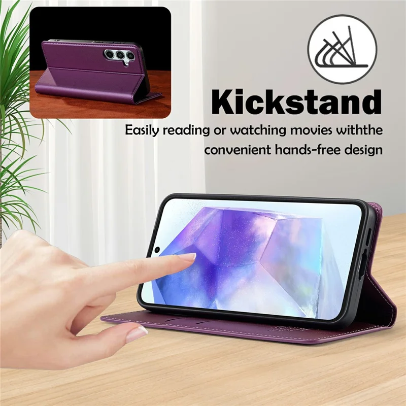 LC.IMEEKE L1 Series for Samsung Galaxy A18 4G Case PU Leather Wallet Stand Protective Phone Cover - Purple