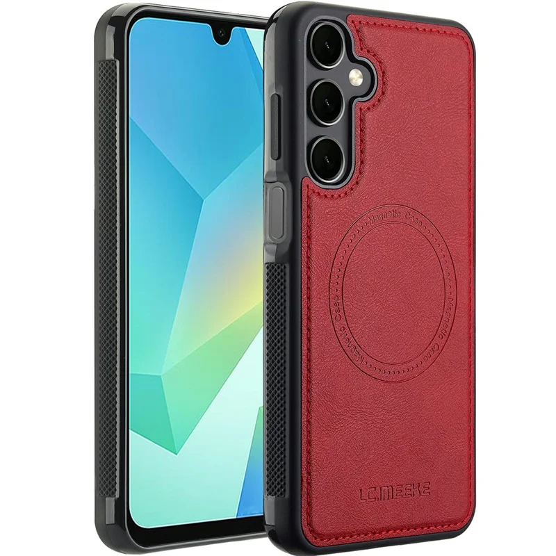 LC.IMEEKE For Samsung Galaxy A18 4G Magnetic Case Leather+TPU Back Cover - Red