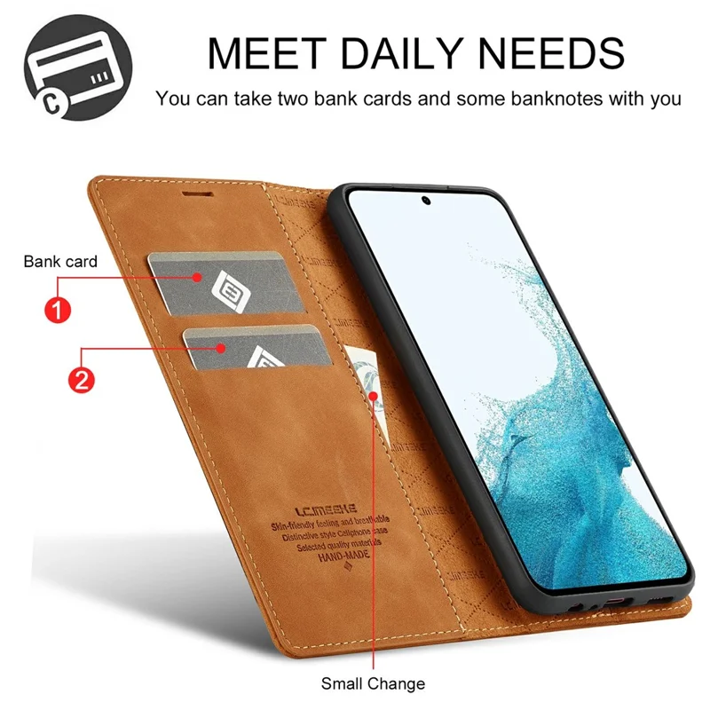 LC.IMEEKE For Samsung Galaxy A18 4G Case Wallet Microfiber Leather Phone Cover - Brown