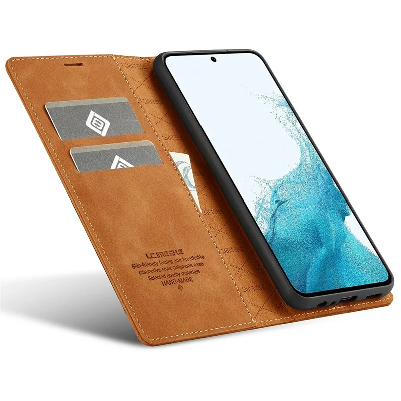 LC.IMEEKE For Samsung Galaxy A18 4G Case Wallet Microfiber Leather Phone Cover - Brown