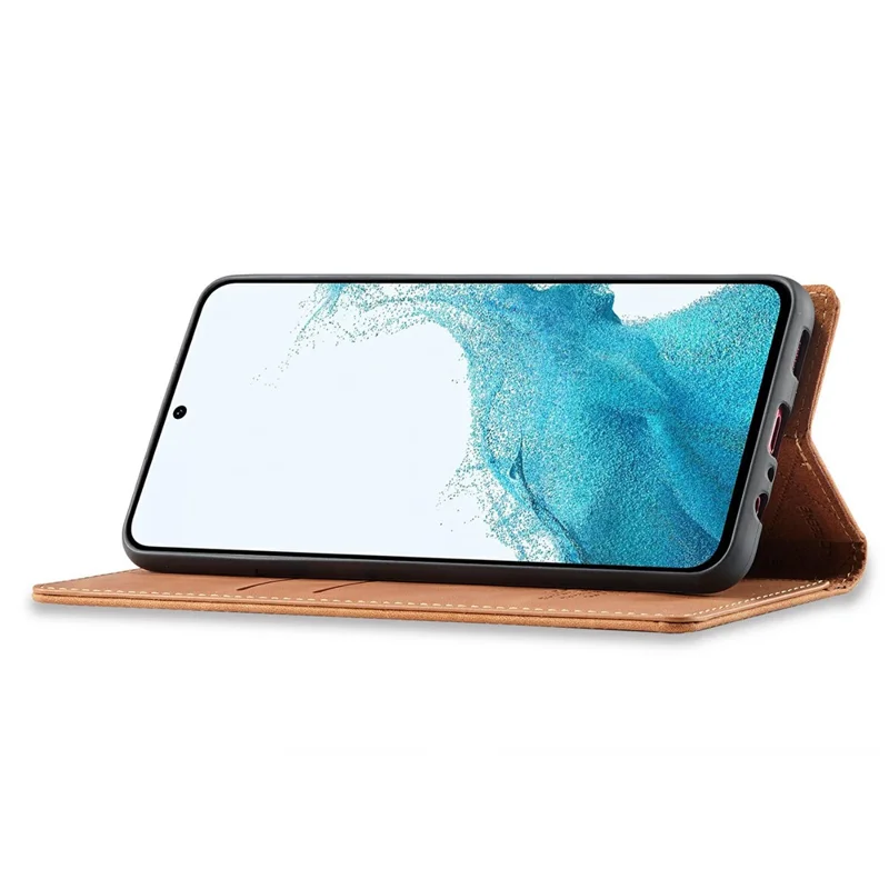 LC.IMEEKE For Samsung Galaxy A18 4G Case Wallet Microfiber Leather Phone Cover - Brown
