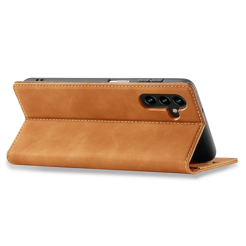 LC.IMEEKE For Samsung Galaxy A18 4G Case Wallet Microfiber Leather Phone Cover - Brown