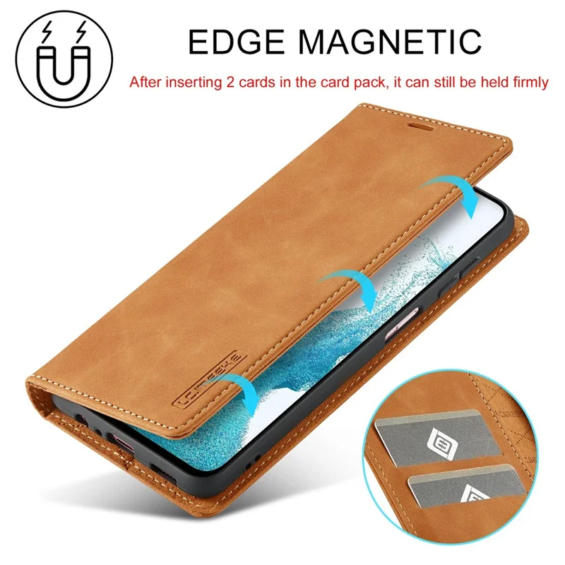 LC.IMEEKE For Samsung Galaxy A18 4G Case Wallet Microfiber Leather Phone Cover - Brown